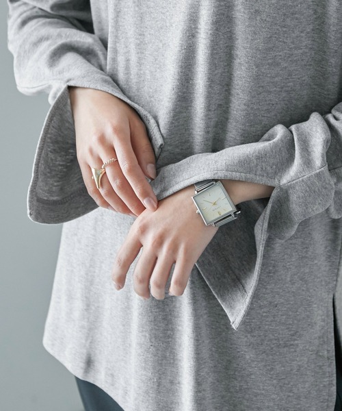 Fashion Letter（ファッションレター）の「[M-5L]スリットロングスリーブTEE（Tシャツ/カットソー・レディース・オフホワイト/ブラック/ベージュ系その他/杢グレー・M～Ｌ/LL～3L/4L～5L）」の14枚目の写真