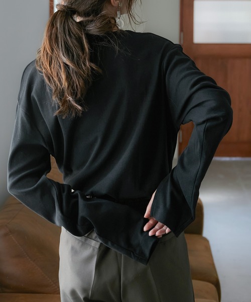 Fashion Letter（ファッションレター）の「[M-5L]スリットロングスリーブTEE（Tシャツ/カットソー・レディース・オフホワイト/ブラック/ベージュ系その他/杢グレー・M～Ｌ/LL～3L/4L～5L）」の21枚目の写真