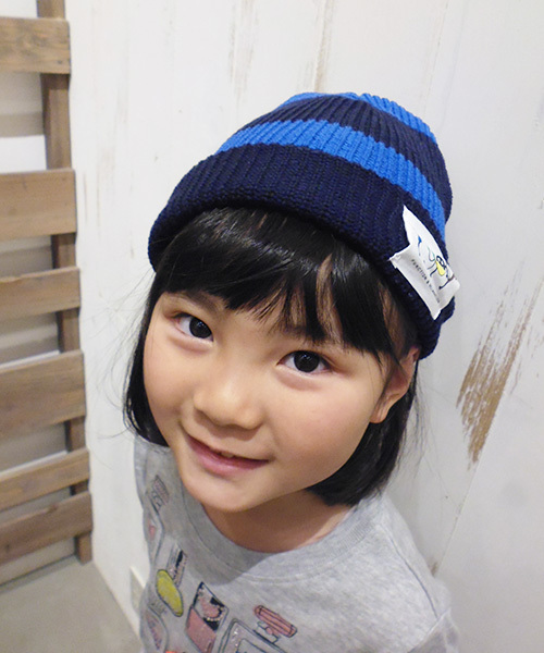 CIAOPANIC TYPY(チャオパニックティピー)の「KIDSコットン混ボーダーリブニットワッチ(ニットキャップ/ビーニー・キッズ・ホワイト/ネイビー・FREE)」の1枚目の写真