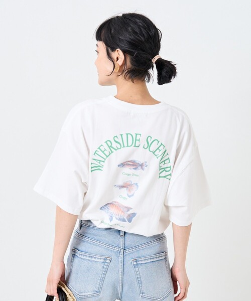 FREAK'S STORE（フリークスストア）の「FISH TEE/フィッシュTシャツ（Tシャツ/カットソー・レディース・ブラック/オフホワイト・ﾌﾘ-）」の4枚目の写真