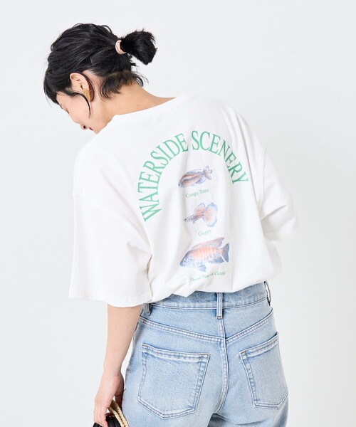 FREAK'S STORE（フリークスストア）の「FISH TEE/フィッシュTシャツ（Tシャツ/カットソー・レディース・ブラック/オフホワイト・ﾌﾘ-）」の9枚目の写真