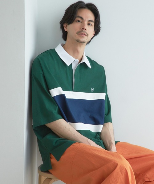 niko and...(ニコアンド)の「切り替えラガーTシャツ(Tシャツ/カットソー・メンズ・ネイビー/グリーン/スモーク・LARGE/MEDIUM)」の2枚目の写真