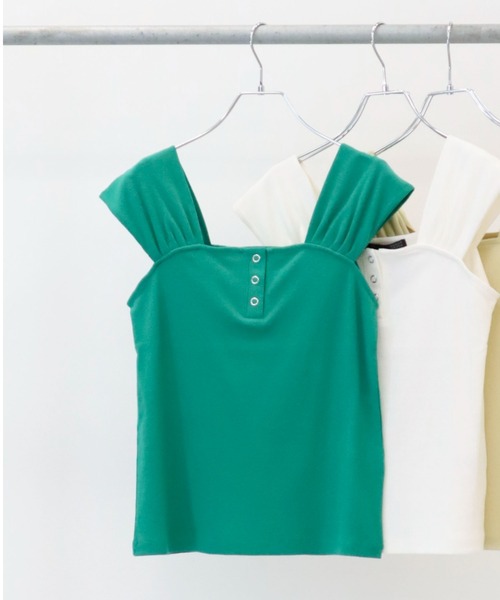 Sugar spoon(シュガースプーン)の「・SUGAR SPOON リブフレンチタンク(タンクトップ・レディース・ブラック/イエロー/グリーン/オフホワイト・FREE)」の4枚目の写真