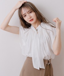 2WAYギャザーボウタイブラウス