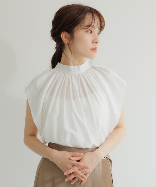 LADYMADE（レディメイド）の「2WAYギャザーボウタイブラウス（シャツ/ブラウス・レディース・オフホワイト/ブルー/モカ/ブラック・FREE）」の6枚目の写真