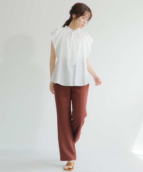LADYMADE（レディメイド）の「2WAYギャザーボウタイブラウス（シャツ/ブラウス・レディース・オフホワイト/ブルー/モカ/ブラック・FREE）」の14枚目の写真