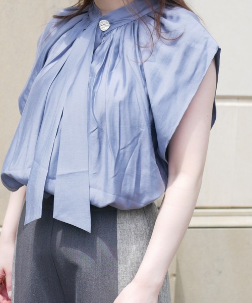 LADYMADE（レディメイド）の「2WAYギャザーボウタイブラウス（シャツ/ブラウス・レディース・オフホワイト/ブルー/モカ/ブラック・FREE）」の18枚目の写真