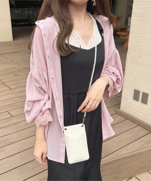 apres jour(アプレジュール)の「2WAYシアーチュニックブラウス【ZOZOTOWN限定アイテム】(シャツ/ブラウス・レディース・ミント/ピンクベージュ/オフホワイト/ライトベージュ/ブラック・X-LARGE/フリー)」の5枚目の写真