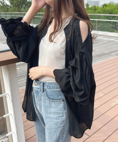 apres jour(アプレジュール)の「2WAYシアーチュニックブラウス【ZOZOTOWN限定アイテム】(シャツ/ブラウス・レディース・ミント/ピンクベージュ/オフホワイト/ライトベージュ/ブラック・X-LARGE/フリー)」の3枚目の写真