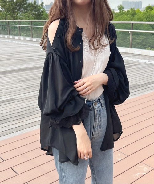 apres jour(アプレジュール)の「2WAYシアーチュニックブラウス【ZOZOTOWN限定アイテム】(シャツ/ブラウス・レディース・ミント/ピンクベージュ/オフホワイト/ライトベージュ/ブラック・X-LARGE/フリー)」の9枚目の写真