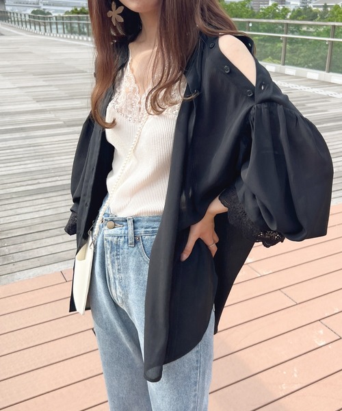 apres jour(アプレジュール)の「2WAYシアーチュニックブラウス【ZOZOTOWN限定アイテム】(シャツ/ブラウス・レディース・ミント/ピンクベージュ/オフホワイト/ライトベージュ/ブラック・X-LARGE/フリー)」の8枚目の写真