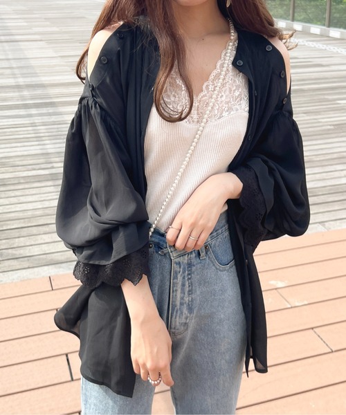 apres jour(アプレジュール)の「2WAYシアーチュニックブラウス【ZOZOTOWN限定アイテム】(シャツ/ブラウス・レディース・ミント/ピンクベージュ/オフホワイト/ライトベージュ/ブラック・X-LARGE/フリー)」の7枚目の写真