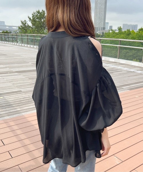 apres jour(アプレジュール)の「2WAYシアーチュニックブラウス【ZOZOTOWN限定アイテム】(シャツ/ブラウス・レディース・ミント/ピンクベージュ/オフホワイト/ライトベージュ/ブラック・X-LARGE/フリー)」の11枚目の写真