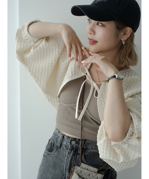 jumelle（ジュメロ）の「ポコポコボレロ（カーディガン/ボレロ・レディース・アイボリー・FREE）」の2枚目の写真