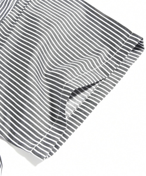 neos(ネオス)の「【neos -addictive design-】ビッグシルエット ワッペン ストライプ ハーフスリーブ シャツ(シャツ/ブラウス・メンズ・ブラック/パープル/サックスブルー・MEDIUM/LARGE/X-LARGE)」の22枚目の写真