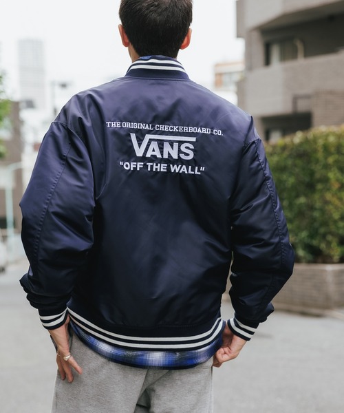 VANS(バンズ)の「ROOPTOKYO別注: VANS/ヴァンズ M STUDIUM JACKET スタジアムジャケット オーバーサイズ 刺繍 ブランドロゴ(スタジャン・メンズ・ブラック/ブラック×ホワイト/ネイビー×ホワイト・S/M/L)」の7枚目の写真
