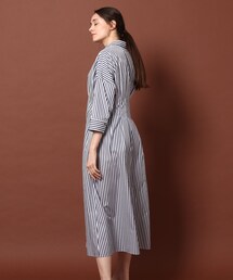 DRESSTERIOR ウエストシェイプストライプシャツワンピース36 DRESSTERIOR ワンピース 「7分袖/洗える」ストライプウエスト