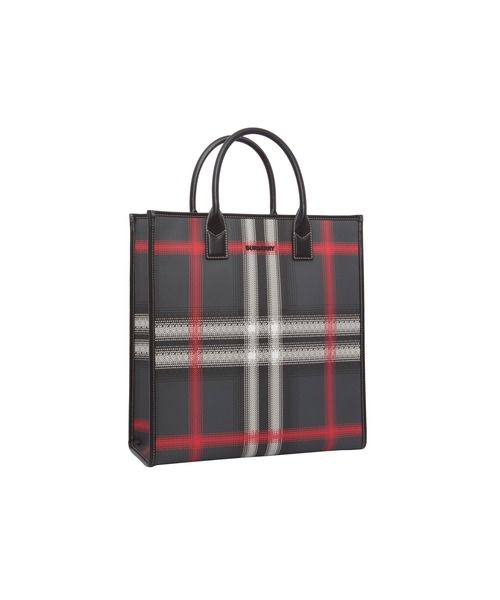 BURBERRY（バーバリー）の「ブラーチェック＆レザー トート（トートバッグ・メンズ・チャコールグレー・ONE SIZE）」の2枚目の写真