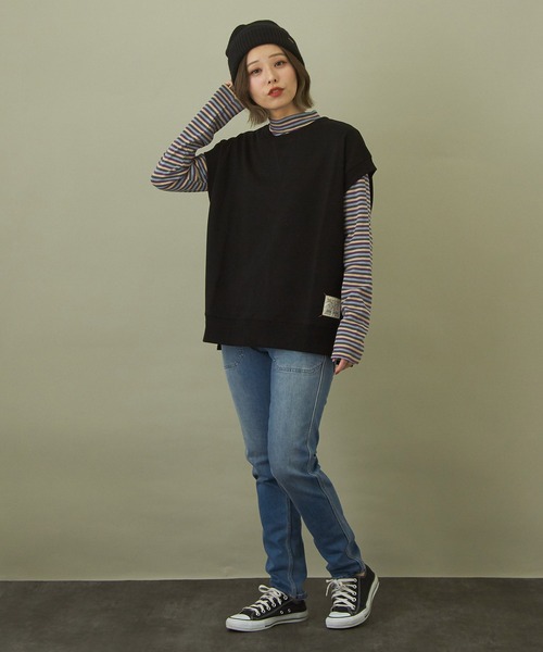 CUBE SUGAR（キューブシュガー）の「10ozデニムストレッチローライズスリムパンツ（デニムパンツ・レディース・ライトブルー/インディゴブルー・S/M）」の6枚目の写真