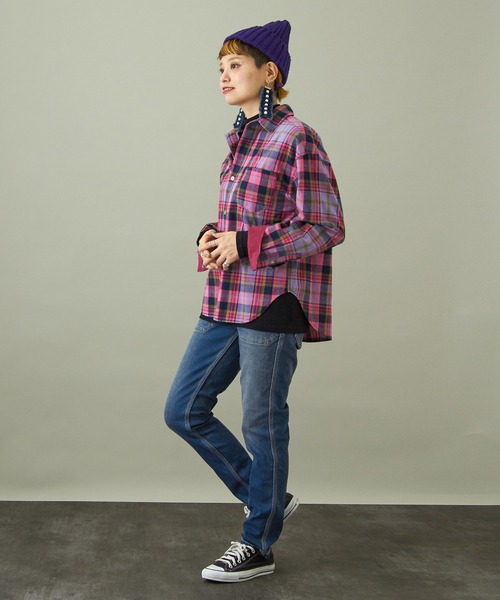 CUBE SUGAR（キューブシュガー）の「10ozデニムストレッチローライズスリムパンツ（デニムパンツ・レディース・ライトブルー/インディゴブルー・S/M）」の19枚目の写真