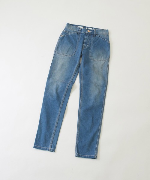 CUBE SUGAR（キューブシュガー）の「10ozデニムストレッチローライズスリムパンツ（デニムパンツ・レディース・ライトブルー/インディゴブルー・S/M）」の8枚目の写真