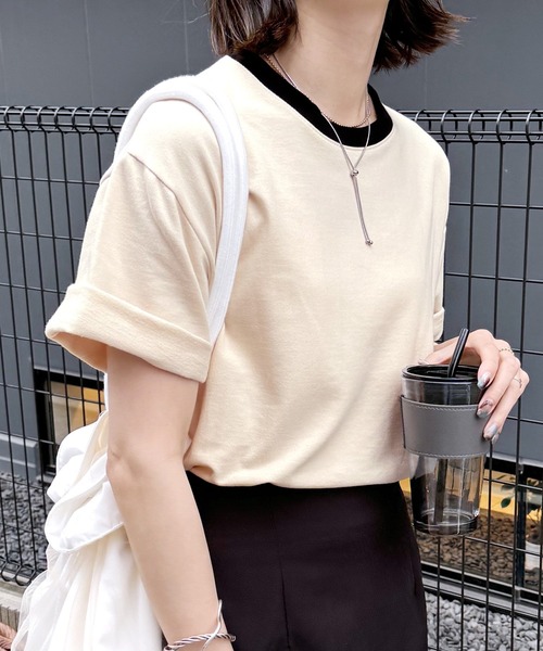 reca（レカ）の「リンガーTシャツ（Tシャツ/カットソー・レディース・ブラック/ベージュ/パープル/チャコールグレー/オートミール/ブラック系その他/グレー系その他・FREE）」の22枚目の写真