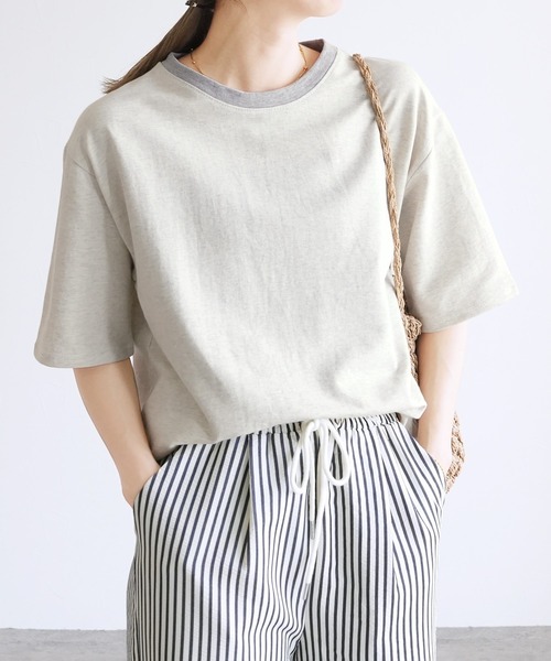 reca（レカ）の「リンガーTシャツ（Tシャツ/カットソー・レディース・ブラック/ベージュ/パープル/チャコールグレー/オートミール/ブラック系その他/グレー系その他・FREE）」の12枚目の写真