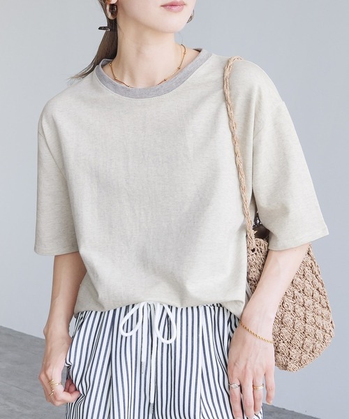 reca（レカ）の「リンガーTシャツ（Tシャツ/カットソー・レディース・ブラック/ベージュ/パープル/チャコールグレー/オートミール/ブラック系その他/グレー系その他・FREE）」の14枚目の写真