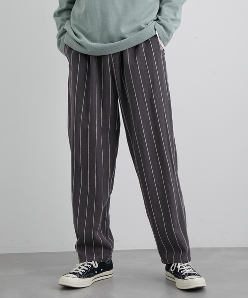 JUNRED（ジュンレッド）の「ストライプリネンイージーリラックスパンツ（その他パンツ・メンズ・チャコールグレー/ホワイト系その他5/キナリ・M/L/LL）」の3枚目の写真