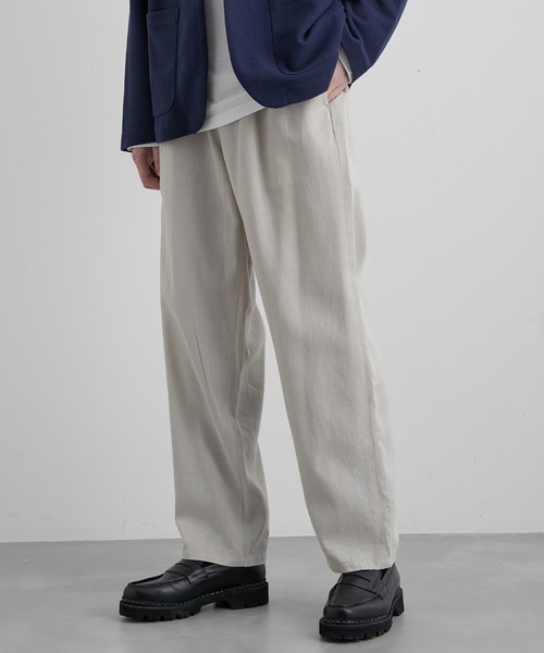 JUNRED（ジュンレッド）の「ストライプリネンイージーリラックスパンツ（その他パンツ・メンズ・チャコールグレー/ホワイト系その他5/キナリ・M/L/LL）」の7枚目の写真