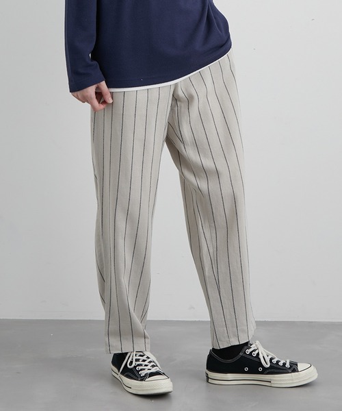 JUNRED（ジュンレッド）の「ストライプリネンイージーリラックスパンツ（その他パンツ・メンズ・チャコールグレー/ホワイト系その他5/キナリ・M/L/LL）」の9枚目の写真