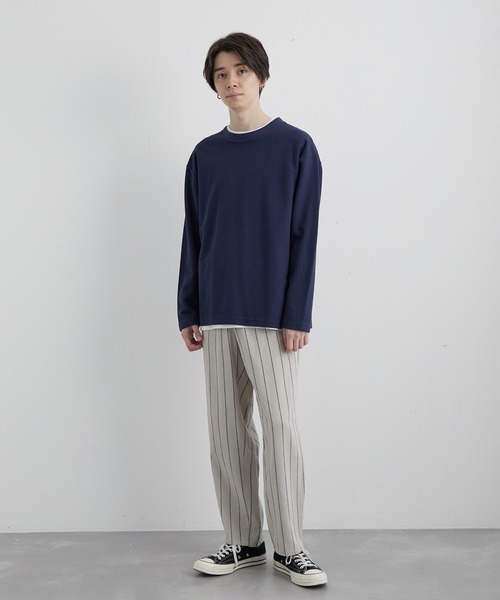 JUNRED（ジュンレッド）の「ストライプリネンイージーリラックスパンツ（その他パンツ・メンズ・チャコールグレー/ホワイト系その他5/キナリ・M/L/LL）」の15枚目の写真