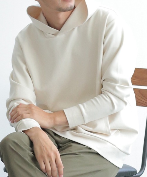 ikka(イッカ)の「【抗菌防臭/吸水速乾】セイケツダンボールプルパーカー【消臭】(パーカー・メンズ・チャコールグレー/ネイビー/オフホワイト/グリーン・S/M/L/XL)」の2枚目の写真