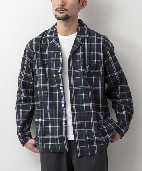 NOLLEY'S goodman（ノーリーズグッドマン）の「パナマチェックオープンカラーシャツ（シャツ/ブラウス・メンズ・イエロー/ブラック×ホワイト/ダークオレンジ/ブルー系その他7・S/M/L）」の3枚目の写真