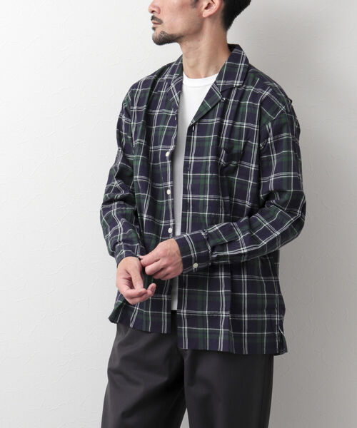 NOLLEY'S goodman（ノーリーズグッドマン）の「パナマチェックオープンカラーシャツ（シャツ/ブラウス・メンズ・イエロー/ブラック×ホワイト/ダークオレンジ/ブルー系その他7・S/M/L）」の17枚目の写真