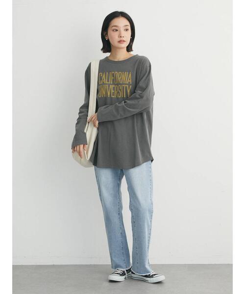 Green Parks(グリーンパークス)の「ピグメントロゴ裾ラウンドプルオーバー*(Tシャツ/カットソー・レディース・チャコールグレー/ブルー/グリーン・FREE)」の11枚目の写真