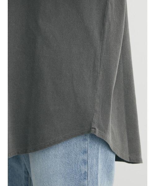 Green Parks(グリーンパークス)の「ピグメントロゴ裾ラウンドプルオーバー*(Tシャツ/カットソー・レディース・チャコールグレー/ブルー/グリーン・FREE)」の12枚目の写真