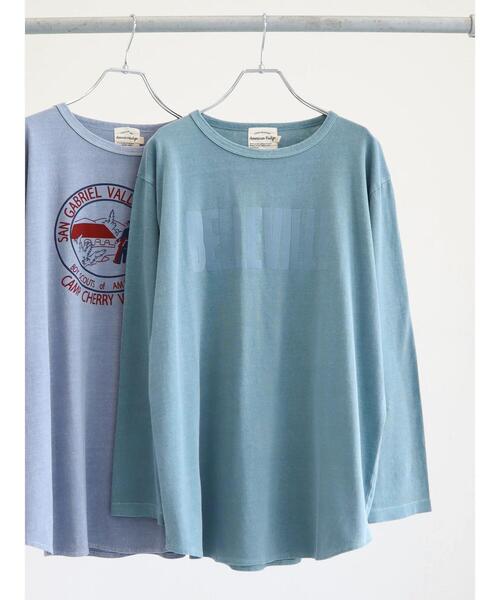 Green Parks(グリーンパークス)の「ピグメントロゴ裾ラウンドプルオーバー*(Tシャツ/カットソー・レディース・チャコールグレー/ブルー/グリーン・FREE)」の2枚目の写真