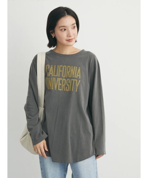 Green Parks(グリーンパークス)の「ピグメントロゴ裾ラウンドプルオーバー*(Tシャツ/カットソー・レディース・チャコールグレー/ブルー/グリーン・FREE)」の14枚目の写真