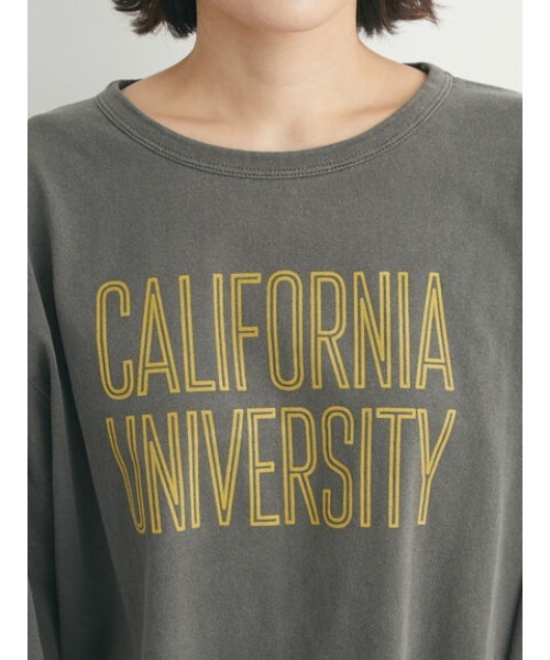 Green Parks(グリーンパークス)の「ピグメントロゴ裾ラウンドプルオーバー*(Tシャツ/カットソー・レディース・チャコールグレー/ブルー/グリーン・FREE)」の4枚目の写真