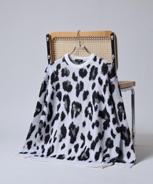 Mohair touch shaggy design crew neck knit / モヘアタッチ総柄デザイン クルーネック シャギーニット unisex