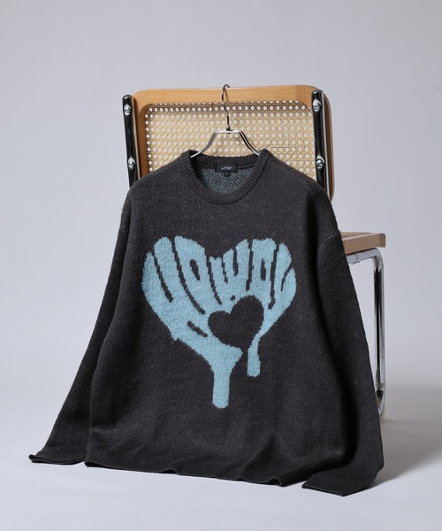 RE730（アールイーセブンサーティー）の「Mohair touch shaggy design crew neck knit / モヘアタッチ総柄デザイン クルーネック シャギーニット unisex（ニット/セーター・メンズ・ベージュ/ピンク/オレンジ/ブルー/アイボリー/ベージュ系1/ブラック系1/グレー/ブラック/ブルー系1/グレー系2/グレー系3/ブラック系2/ベージュ系2/ブラック系4/グレー系1/ブラック系3/グレー系4/ブラック系5/ブラック系6/ブラック系7/ミント/チャコール/ホワイト×ブラック/ホワイト×グレー/ブラック×グリーン/チャコールグレー×ブラック/グレー×ピンク/ブラック×レッド/ホワイト/グレー×サックスブルー/ホワイト×ネイビー/ブラック×グレー・M/L/XL）」の20枚目の写真