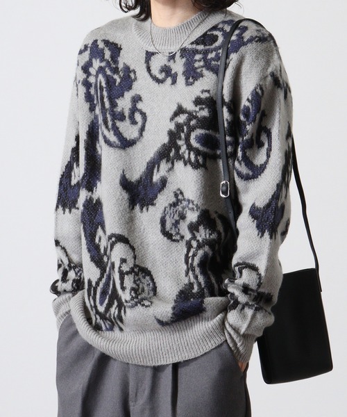 Mohair touch shaggy design crew neck knit / モヘアタッチ総柄デザイン クルーネック シャギーニット unisex（ニット/セーター）｜RE730（アールイーセブンサーティー）