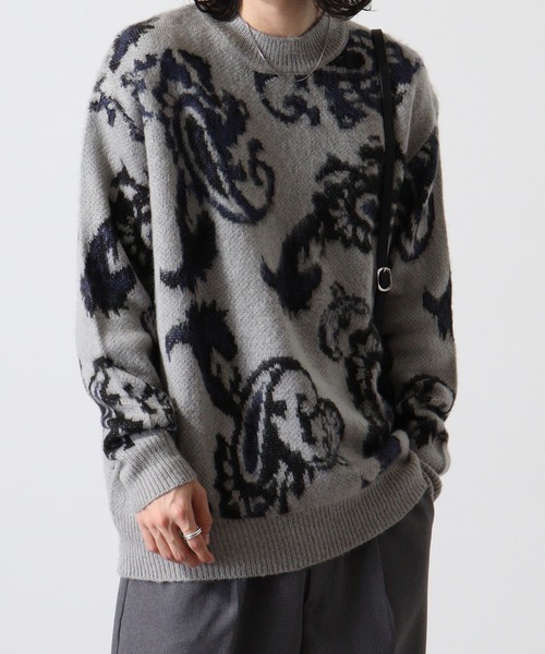Mohair touch shaggy design crew neck knit / モヘアタッチ総柄デザイン クルーネック シャギーニット unisex（ニット/セーター）｜RE730（アールイーセブンサーティー）