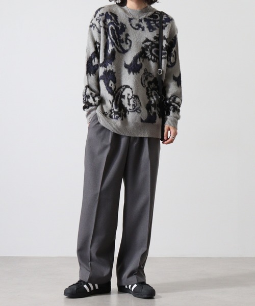 Mohair touch shaggy design crew neck knit / モヘアタッチ総柄デザイン クルーネック シャギーニット unisex（ニット/セーター）｜RE730（アールイーセブンサーティー）