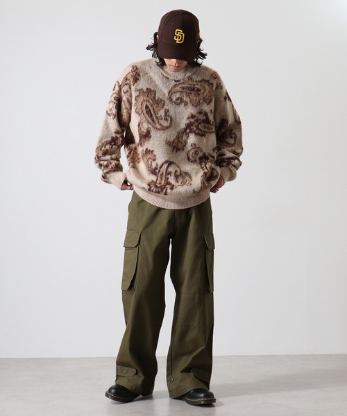 Mohair touch shaggy design crew neck knit / モヘアタッチ総柄デザイン クルーネック シャギーニット unisex（ニット/セーター）｜RE730（アールイーセブンサーティー）