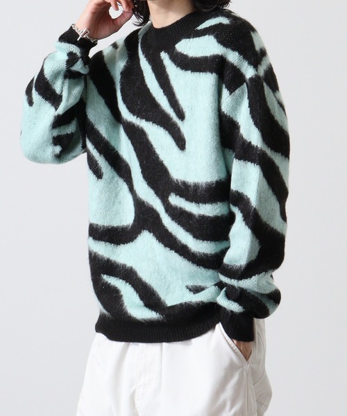Mohair touch shaggy design crew neck knit / モヘアタッチ総柄デザイン クルーネック シャギーニット unisex（ニット/セーター）｜RE730（アールイーセブンサーティー）