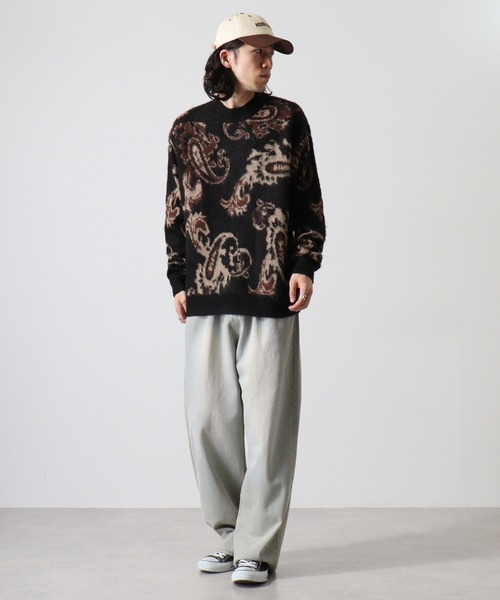Mohair touch shaggy design crew neck knit / モヘアタッチ総柄デザイン クルーネック シャギーニット unisex（ニット/セーター）｜RE730（アールイーセブンサーティー）