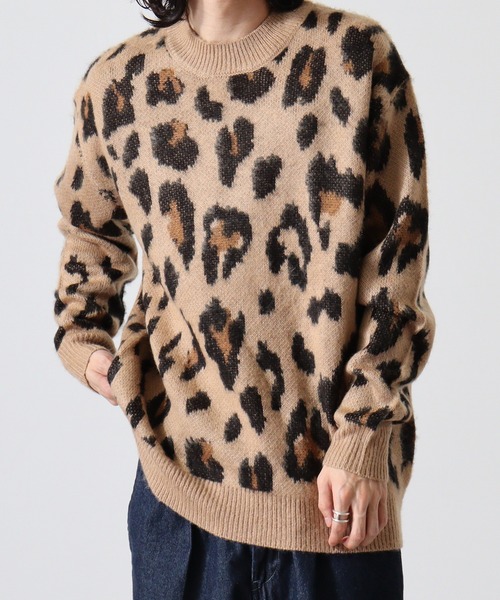 Mohair touch shaggy design crew neck knit / モヘアタッチ総柄デザイン クルーネック シャギーニット unisex（ニット/セーター）｜RE730（アールイーセブンサーティー）