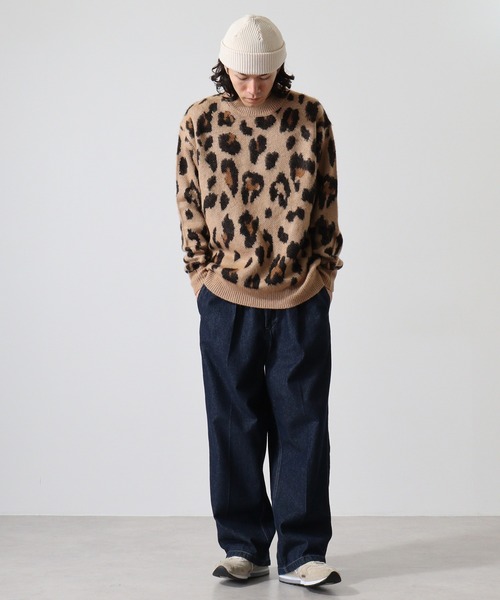 Mohair touch shaggy design crew neck knit / モヘアタッチ総柄デザイン クルーネック シャギーニット unisex（ニット/セーター）｜RE730（アールイーセブンサーティー）
